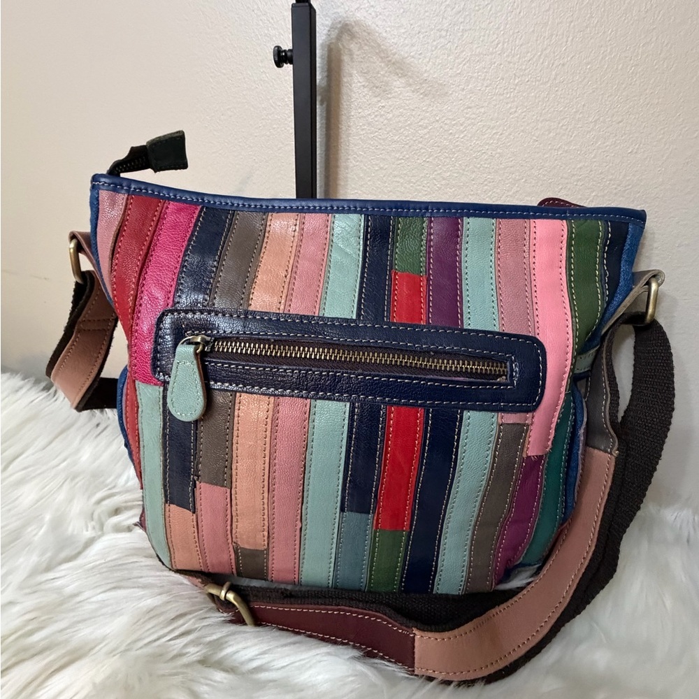 Ameri Leather Multicolor Striped Crossbody Bag - image 4